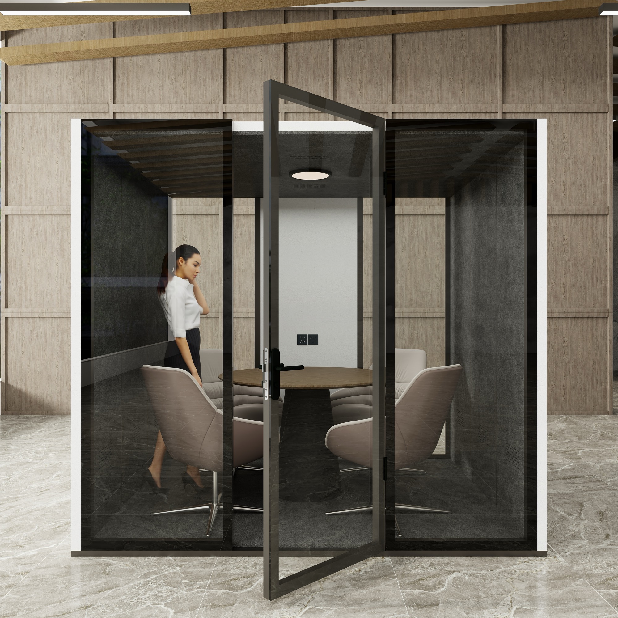 TeamKabin meeting room pod on an office floor